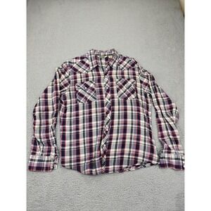 Salt Valley Shirt Mens XL Red Blue‎ White Plaid Western Pearl Snap Vintage Style